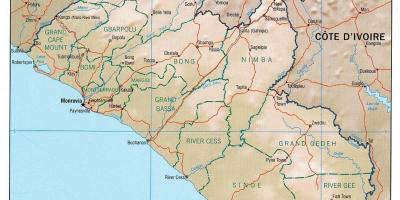 Ramani ya kijiografia ramani ya Liberia